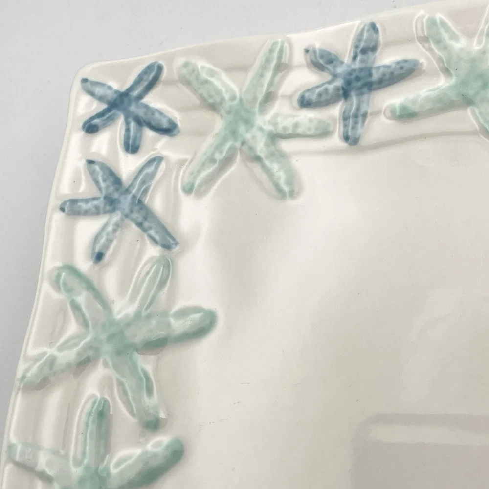 Coastal Home Cape Coral Starfish Square Salad Plates 9